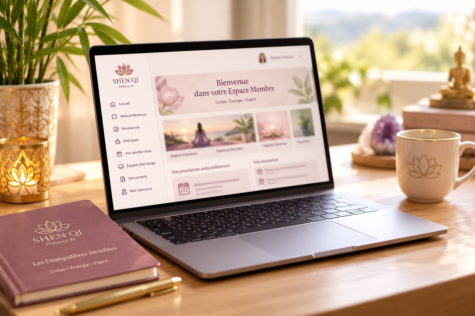 Ordinateur portable ouvert avec écran flouté, symbolisant un espace membre privé et confidentiel